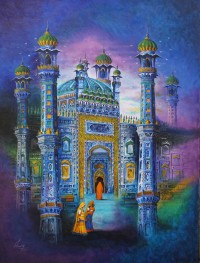 S. A. Noory, Tomb of Sachal Sarmast, 24 x 18 Inch, Acrylic on Canvas, Figurative Painting, AC-SAN-099